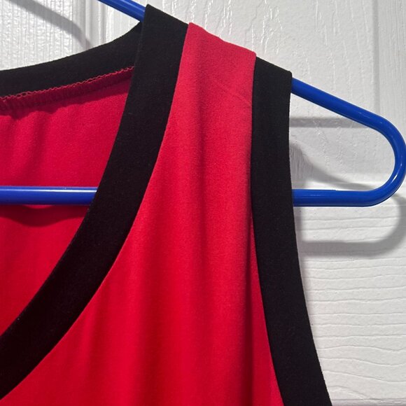 BRAND NEW Red Tank Top With Black V-Neckline and Arms NWT - Picture 3 of 4
